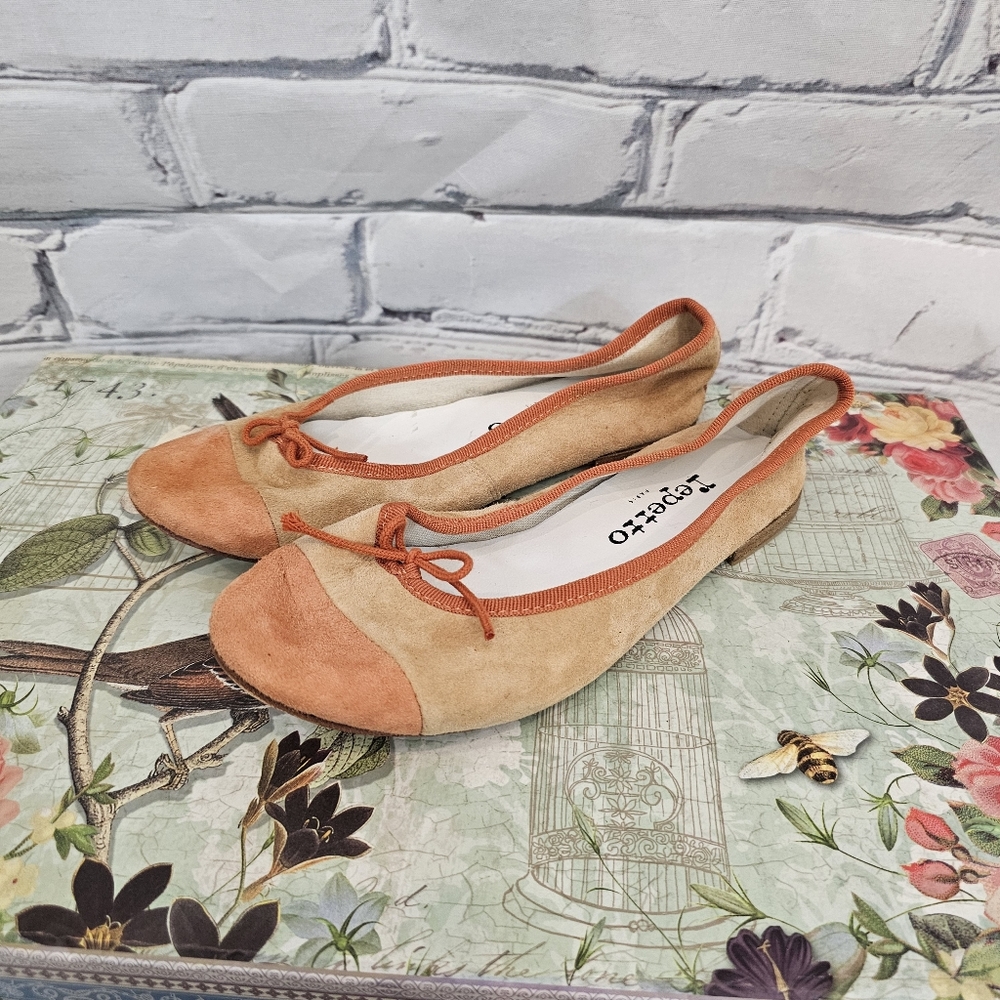 Repetto Suede Cap-toe Ballet Flats